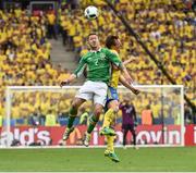 13 June 2016; Aiden McGeady of Republic of Ireland in action against Kim Källström of Sweden in the UEFA Euro 2016 Group E match between Republic of Ireland and Sweden at Stade de France in Saint Denis, Paris, France. Photo by David Maher/Sportsfile
