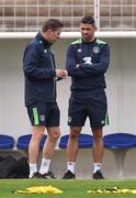 15 June 2016; Jonathan Walters, right, and coach Steve Guppy of Republic of Ireland during squad training at Versailles in Paris, France. Photo by David Maher/Sportsfile