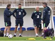 15 June 2016; Jonathan Walters, second from left, of Republic of Ireland, with, from left, coach Steve Guppy, equipment officer Mick Lawlor and assistant manager Roy Keane during squad training at Versailles in Paris, France. Photo by David Maher/Sportsfile