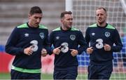 15 June 2016; Stephen Ward, left, Aidan McGeady, centre, and David Meyler of Republic of Ireland during squad training at Versailles in Paris, France. Photo by David Maher/Sportsfile