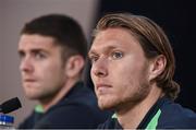 15 June 2016; Jeff Hendrick, right, and Robbie Brady of Republic of Ireland during a press conference at Versailles in Paris, France. Photo by David Maher/Sportsfile