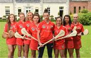 15 June 2016; Cork camogie players, from left to right, Orla Cronin, Meabh Cahalane, Niamh Ni Chaoimh, Jennifer Hosford, Ashling Thompson, Leanne O'Sullivan, Eimear O'Sullivan and Amy O'Connor pictured as New Ireland announces Sponsorship agreement with Cork Camogie. Maryborough Hotel, Cork. Photo by Diarmuid Greene/Sportsfile