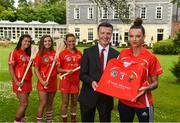 15 June 2016; Mark Kenny, Regional Manager, New Ireland Assurance, pictured with Cork camogie players Ashling Thompson, front, Eimear O'Sullivan, Orla Cronin, and Meabh Cahalane as New Ireland announces Sponsorship agreement with Cork Camogie. Maryborough Hotel, Cork. Photo by Diarmuid Greene/Sportsfile