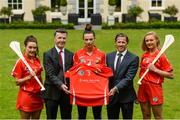 15 June 2016; Mark Kenny, Regional Manager, New Ireland Assurance, with Cork camogie star Ashling Thompson, Cork camogie manager Paudie Murray, along with Niamh Ni Chaoimh, left, and Jennifer Hosford as New Ireland announces Sponsorship agreement with Cork Camogie. Maryborough Hotel, Cork. Photo by Diarmuid Greene/Sportsfile
