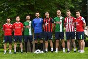 15 June 2016; Eight former SSE Airtricity League players in the Republic of Ireland squad remember their roots, from left, Wesley Hoolahan, Shelbourne FC, Stephen Quinn, St.Patrick's Athletic, Shane Long, Cork City, Daryl Murphy, Waterford United, Stephen Ward, Bohemians FC, David Meyler, Cork City, James McClean, Derry City, and Seamus Coleman, Sligo Rovers. Team Hotel, Versailles, Paris, France. Photo by David Maher/Sportsfile