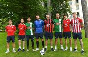 15 June 2016; Eight former SSE Airtricity League players in the Republic of Ireland squad remember their roots, from left, Wesley Hoolahan, Shelbourne FC, Stephen Quinn, St.Patrick's Athletic, Shane Long, Cork City, Daryl Murphy, Waterford United, Stephen Ward, Bohemians FC, David Meyler, Cork City, Seamus Coleman, Sligo Rovers, and James McClean, Derry City. Team Hotel, Versailles, Paris, France Photo by David Maher/Sportsfile