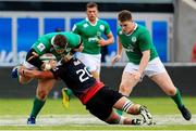 15 June 2016; Andrew Porter of Ireland is tackled by Irakli Tskhadadze of Georgia during the World Rugby U-20 Championships match between Ireland and Georgia at Manchester City Academy Stadium in Manchester, England. Photo by Matt McNulty/Sportsfile