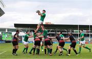 15 June 2016; Greg Jones of Ireland catches the lineout during the World Rugby U-20 Championships match between Ireland and Georgia at Manchester City Academy Stadium in Manchester, England. Photo by Matt McNulty/Sportsfile