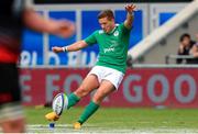 15 June 2016; Johnny McPhillips of Ireland kicks a penalty during the World Rugby U-20 Championships match between Ireland and Georgia at Manchester City Academy Stadium in Manchester, England. Photo by Matt McNulty/Sportsfile