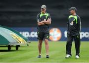 16 June 2016; Ireland head coach John Bracewell, left, and captain William Porterfield inspect the pitch ahead of the One Day International match between Ireland and Sri Lanka at Malahide Cricket Ground in Malahide, Dublin. Photo by Seb Daly/Sportsfile