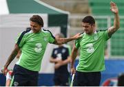 16 June 2016; Jeff Hendrick, left, and Robbie Brady of Republic of Ireland during squad training at Versailles in Paris, France. Photo by David Maher/Sportsfile