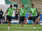 16 June 2016; Jeff Hendrick, left, Robbie Brady, centre, and Ciaran Clark of Republic of Ireland during squad training at Versailles in Paris, France. Photo by David Maher/Sportsfile