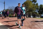 16 June 2016; Craig Gilroy, second from right, and CJ Stander, right, of Ireland arrive for squad training at St David Marist School in Johannesburg, South Africa. Photo by Brendan Moran/Sportsfile