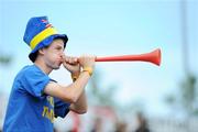 18 July 2010; A Roscommon supporter celebrates a first half point. Supporters at the Connacht GAA Football Championship Finals, McHale Park, Castlebar, Co. Mayo. Picture credit: Brian Lawless / SPORTSFILE