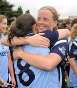 18 July 2010; Mary Nevin, right, Dublin, celebrates with team captain Denise Masterson, at the end of the game. TG4 Ladies Football Leinster Senior Championship Final, Laois v Dublin, Dr. Cullen Park, Carlow. Picture credit: David Maher / SPORTSFILE
