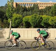 18 July 2010; Philip Lavery, left, and Marcus Christie, Irish National Team, pass the mausoleum of Ataturk during the U-23 Men Road Race at the European Road Championships. European Road Championships, Ankara, Turkey. Picture credit: Stephen McMahon / SPORTSFILE