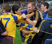 18 July 2010; Roscommon manager Fergal O'Donnell is congratulated after the game by supporters. Connacht GAA Football Senior Championship Final, Roscommon v Sligo, McHale Park, Castlebar, Co. Mayo. Picture credit: Ray Ryan / SPORTSFILE