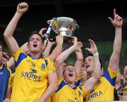 18 July 2010; Roscommon players Kevin Higgins, Sean McDermott and Donal Shine celebrate after the game. Connacht GAA Football Senior Championship Final, Roscommon v Sligo, McHale Park, Castlebar, Co. Mayo. Picture credit: Ray Ryan / SPORTSFILE