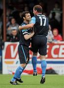 18 July 2010; David Mulcahy, right, St. Patrick's Athletic, celebrates with team-mate Damien Lynch after scoring his sides first goal. Airtricity League Premier Division, Dundalk v St. Patrick's Athletic, Oriel Park, Dundalk, Co. Louth. Picture credit: Barry Cregg / SPORTSFILE