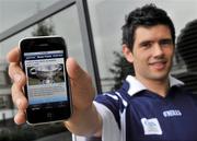 21 July 2010; Ulster Bank GAA stars launched the new Ulster Bank GAA iPhone app which offers a host of match-day information, from breaking news to your nearest ATM, enabling GAA fans to make the most of their match-day experience. The app is part of Ulster Bank’s digital campaign for their sponsorship of the GAA Football All-Ireland Championship which also sees behind the scenes videos of the players available on www.ulsterbank.com/gaa and on www.facebook.com/UlsterBankGAA. At the launch is Dublin footballer Cian O'Sullivan. Ulster Bank, George’s Quay, Dublin. Picture credit: Brian Lawless / SPORTSFILE