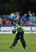 16 June 2016; Paul Stirling of Ireland leaves the field after being bowed out by Dasun Shanaka of Sri Lanka during the One Day International match between Ireland and Sri Lanka at Malahide Cricket Ground in Malahide, Dublin. Photo by Seb Daly/Sportsfile