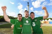 16 June 2016; Republic of Ireland supporters, from left, Eoin Marron, from Rathfarnham, Cathal Norton, from Glencullen, and Eric Barber, from Dundrum, at UEFA Euro 2016 in Bordeaux, France. Photo by Stephen McCarthy/Sportsfile