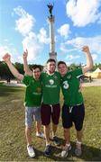 16 June 2016; Republic of Ireland supporters, from left, Eoin Marron, from Rathfarnham, Cathal Norton, from Glencullen, and Eric Barber, from Dundrum, at UEFA Euro 2016 in Bordeaux, France. Photo by Stephen McCarthy/Sportsfile