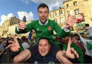 16 June 2016; Republic of Ireland supporters Shane Riordan and John Clifford, bottom, from Glenbeigh, Co Kerry, at UEFA Euro 2016 in Bordeaux, France. Photo by Stephen McCarthy/Sportsfile