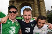 17 June 2016; Republic of Ireland supporters, left to right, Darragh Boland, William English, and Fergal Tyther, at UEFA Euro 2016 in Bordeaux, France. Photo by Stephen McCarthy/Sportsfile