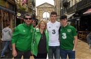17 June 2016; Republic of Ireland supporters, The Hannigan family, from Bailieborough, Co. Cavan, left to right, Ken, anne, Karl, and Ben, at UEFA Euro 2016 in Bordeaux, France. Photo by Stephen McCarthy/Sportsfile
