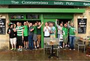 17 June 2016; Republic of Ireland supporters take shelter in the Connemara bar at UEFA Euro 2016 in Bordeaux, France. Photo by Stephen McCarthy/Sportsfile