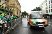17 June 2016; Republic of Ireland supporters, from Dublin, travelling in the WesHooleyVan, outside the Connemara bar, at UEFA Euro 2016 in Bordeaux, France. Photo by Stephen McCarthy/Sportsfile