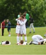 17 June 2016; Galway's Colm Cunningham is consoled by team-mate Eoin McSweeney after defeat to DDSL in their penalty shootout AET during their SFAI Kennedy Cup Final at University of Limerick in Limerick. Photo by Diarmuid Greene/Sportsfile