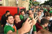 17 June 2016; Former Republic of Ireland international Matt Holland is mobbed by supporters in Bordeaux, France. Photo by Stephen McCarthy/Sportsfile
