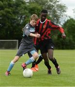 17 June 2016; Cillian Heaney of Mayo in action against Isaac Abankwah of Longford during their Shield Final at the SFAI Kennedy Cup Finals at University of Limerick in Limerick. Photo by Diarmuid Greene/Sportsfile
