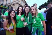 17 June 2016; Republic of Ireland supporters, from left to right, Fiona Boylan, Orla Martin, Fiona McGinn and Kate Duffy in Bordeaux, France. Photo by Stephen McCarthy/Sportsfile