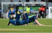 16 June 2016; Kevin O’Brien of Ireland, right, attempts to stump out Dhanuska Gunathilake of Sri Lanka during the One Day International match between Ireland and Sri Lanka at Malahide Cricket Ground in Malahide, Dublin. Photo by Seb Daly/Sportsfile