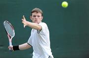 21 July 2010; Daniel Glancy, from Castlebar, Co. Mayo, in action against Daniel Cox, England. Irish Open Men’s Tennis Championship Finals, Fitzwilliam Lawn Tennis Club, Dublin. Picture credit: Matt Browne / SPORTSFILE