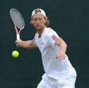 22 July 2010; Miloslav Mecir, Slovakia, in action against Colin O'Brien, from Ireland. Irish Open Men’s Tennis Championship Finals, Fitzwilliam Lawn Tennis Club, Dublin. Picture credit: Matt Browne / SPORTSFILE