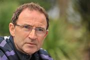 22 July 2010; Aston Villa manager Martin O'Neill speaking during a press conference ahead of their pre-season friendly against Bohemians on Saturday. Aston Villa press conference, Portmarnock Hotel, Portmarnock, Co. Dublin. Picture credit: Brendan Moran / SPORTSFILE