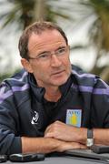 22 July 2010; Aston Villa manager Martin O'Neill speaking during a press conference ahead of their pre-season friendly against Bohemians on Saturday. Aston Villa press conference, Portmarnock Hotel, Portmarnock, Co. Dublin. Picture credit: Brendan Moran / SPORTSFILE