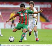 22 July 2010; Roberto Sousa Rezende, CS Marítimo, in action against Shane McFaul, Sporting Fingal. UEFA Europa League Second Qualifying Round, 2nd Leg, Sporting Fingal v CS Marítimo, Dalymount Park, Dublin. Picture credit: Matt Browne / SPORTSFILE