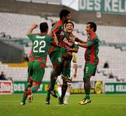 22 July 2010; Alonso Ferreira de Matos, CS Marítimo, celebrates with his team-mates after scoring his side's first goal. UEFA Europa League Second Qualifying Round, 2nd Leg, Sporting Fingal v CS Marítimo, Dalymount Park, Dublin. Picture credit: Barry Cregg / SPORTSFILE