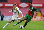 22 July 2010; Robson Severino Silva, CS Marítimo, in action against Ronan Finn, Sporting Fingal. UEFA Europa League Second Qualifying Round, 2nd Leg, Sporting Fingal v CS Marítimo, Dalymount Park, Dublin. Picture credit: Matt Browne / SPORTSFILE