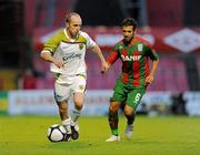 22 July 2010; Alan Kirby, Sporting Fingal, in action against Ricardo Filipe Santos Esteves, CS Marítimo. UEFA Europa League Second Qualifying Round, 2nd Leg, Sporting Fingal v CS Marítimo, Dalymount Park, Dublin. Picture credit: Barry Cregg / SPORTSFILE