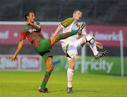 22 July 2010; Kenny Browne, Sporting Fingal, in action against Abdelmalek Cherrad, CS Marítimo. UEFA Europa League Second Qualifying Round, 2nd Leg, Sporting Fingal v CS Marítimo, Dalymount Park, Dublin. Picture credit: Matt Browne / SPORTSFILE