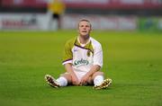 22 July 2010; A dejected Lorcan Fitzgerald, Sporting Fingal, after the game. UEFA Europa League Second Qualifying Round, 2nd Leg, Sporting Fingal v CS Marítimo, Dalymount Park, Dublin. Picture credit: Matt Browne / SPORTSFILE