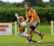 24 July 2010; Jennifer Russell, Tipperary, in action against Katie Redmond, Wexford. Ladies Gaelic Football Minor B All-Ireland Final, Wexford v Tipperary, Freshford GAA Grounds, Freshford, Co. Kilkenny. Picture credit: Ray Lohan / SPORTSFILE