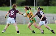 24 July 2010; Ciara Grant, Donegal, in action against Becky Walsh, left, and Michelle Burke, Galway. Ladies Gaelic Football Minor A Championship All-Ireland Final, Donegal v Galway, Seán O'Heslin GAA Cub, Ballinamore, Co. Leitrim. Picture credit: Brian Lawless / SPORTSFILE