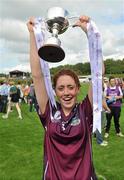 24 July 2010; Galway captain Sarah Lynch lifts the cup. Ladies Gaelic Football Minor A Championship All-Ireland Final, Donegal v Galway, Seán O'Heslin GAA Cub, Ballinamore, Co. Leitrim. Picture credit: Brian Lawless / SPORTSFILE